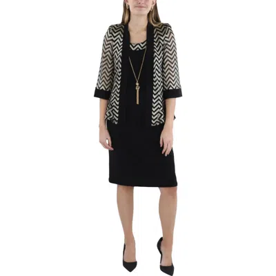 R & M Richards Womens Chevron Metallic Two Piece Dress In Black