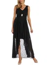 R & M Richards Womens Chiffon Hi-low Evening Dress In Black