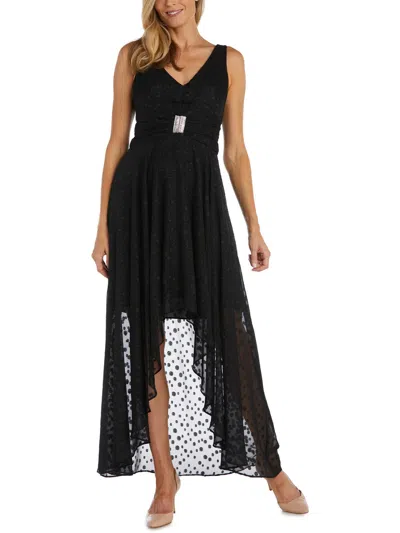 R & M Richards Womens Chiffon Hi-low Evening Dress In Black