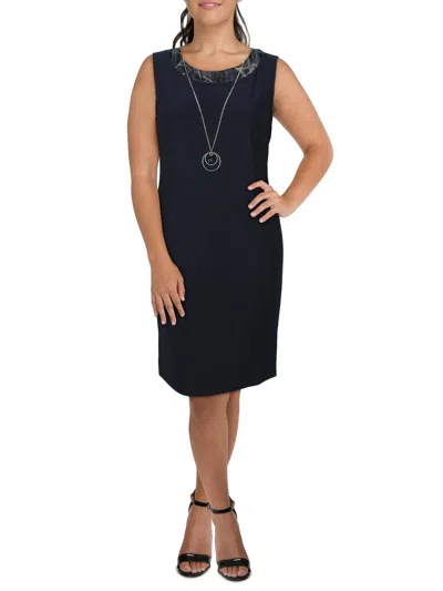 R & M Richards Womens Contrast Trim Polyester Sheath Dress In Multi