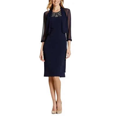 R & M Richards Womens Embellished 2pc Two Piece Dress In Blue