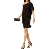 R & M Richards Plus Size Rhinestone-trim One-shoulder Dress In Black