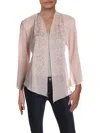 R & M Richards Womens Embellished Cardigan Top In Multi