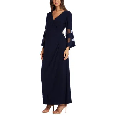 R & M Richards Womens Embellished Matte Jersey Evening Dress In Blue