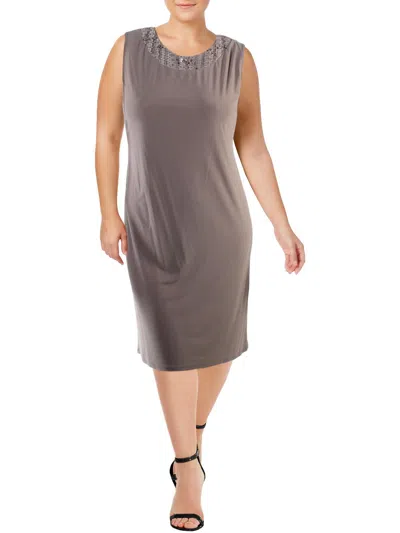 R & M Richards Womens Embellished Sleeveless Tank Dress In Grey