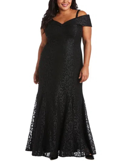 R & M Richards Womens Empire Waist Glitter Formal Dress In Black