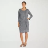 R & M Richards Womens Faux-jacket Dress With Removable Necklace In Gray