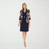 R & M Richards Womens Floral Jacket Dress In Blue