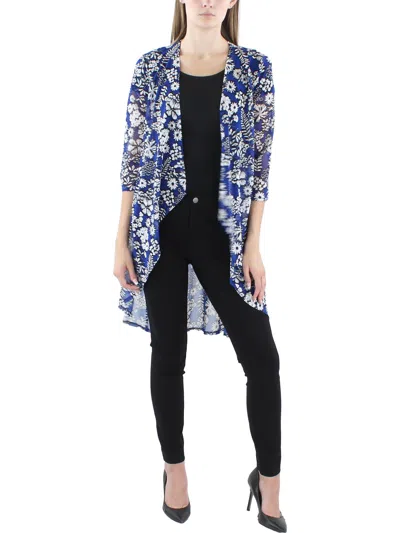 R & M Richards Womens Floral Print Drapey Open-front Blazer In Multi