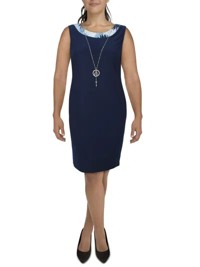 R & M Richards Womens Floral Print Knee-length Cocktail And Party Dress In Blue