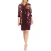 R & M Richards Womens Floral Print Polyester Two Piece Dress In Burgundy