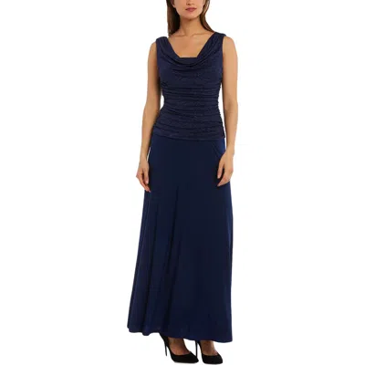 R & M Richards Womens Glitter Polyester Evening Dress In Blue