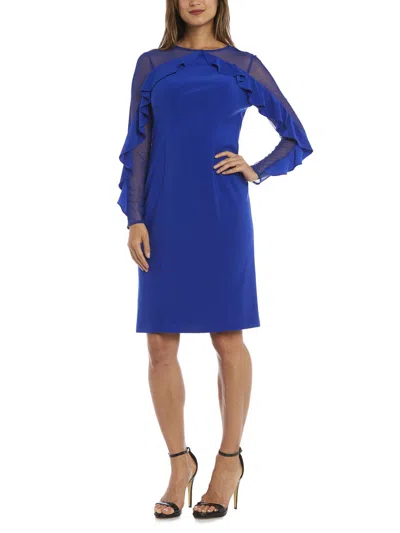R & M Richards Womens Illusion Knee-length Cocktail Dress In Blue