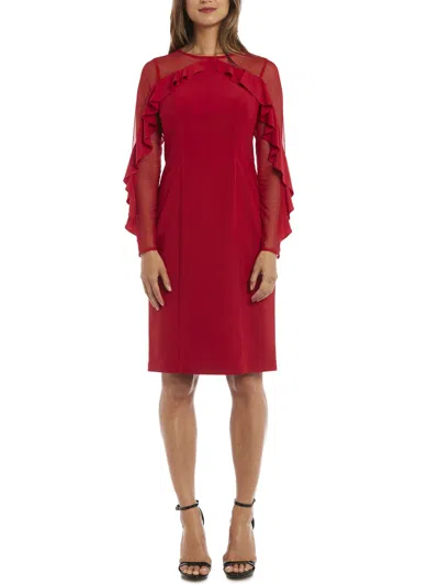 R & M Richards Womens Illusion Knee-length Cocktail Dress In Red
