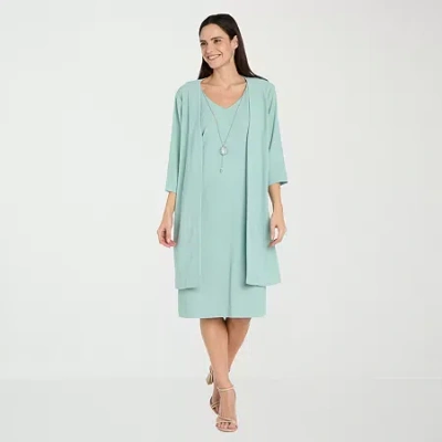 R & M Richards Womens Jacket Dress With Removable Necklace In Blue