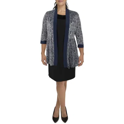R & M Richards Womens Knit Metallic Duster Blazer In Multi