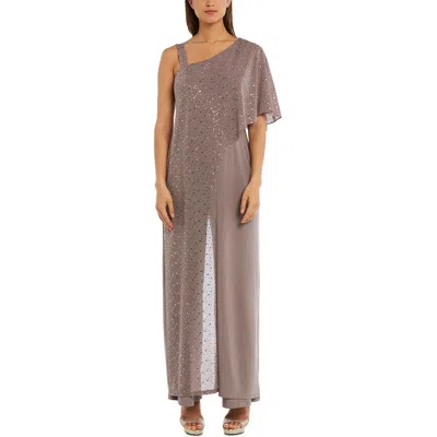 R & M RICHARDS WOMENS KNIT ONE SHOULDER JUMPSUIT