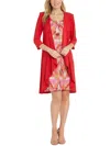 R & M Richards Womens Knit Open Front Duster Blazer In Red
