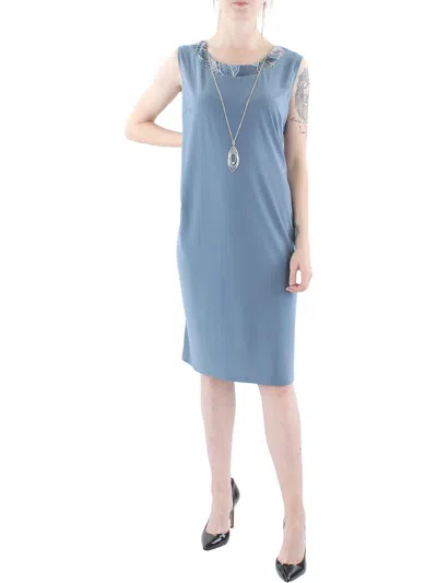 R & M Richards Womens Knit Sleeveless Sheath Dress In Blue