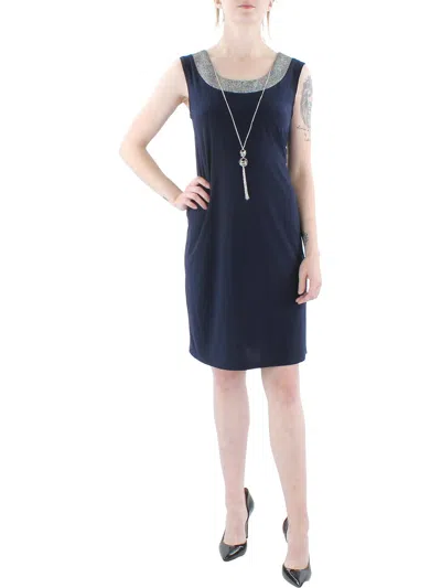 R & M Richards Womens Knit Sleeveless Sheath Dress In Blue