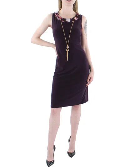 R & M Richards Womens Knit Sleeveless Shift Dress In Purple