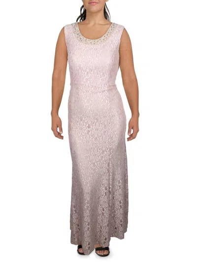 R & M Richards Womens Lace Embellished Evening Dress In Pink