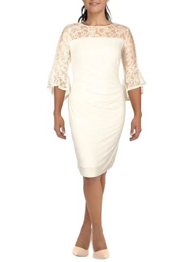 R & M Richards Womens Lace Knee-length Sheath Dress In White