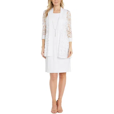 R & M Richards Womens Lace Knee-length Two Piece Dress In White