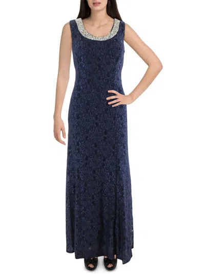 R & M Richards Womens Lace Maxi Maxi Dress In Blue