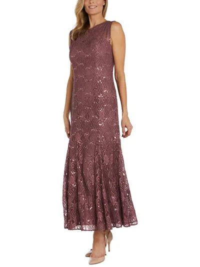 R & M Richards Womens Lace Sequined Cocktail Dress In Multi