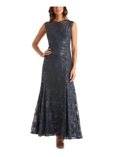 R & M Richards Womens Lace Sequined Cocktail Dress In Pink