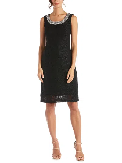 R & M Richards Womens Lace Sleeveless Cocktail Dress In Black