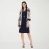 R & M Richards Womens Leaf Jacket Dress In Blue