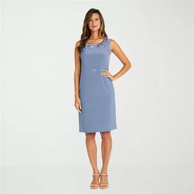 R & M Richards Womens Leaf Jacket Dress In Blue