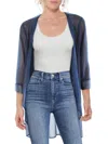R & M Richards Womens Mesh Contrast Trim Duster Blazer In Blue
