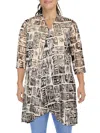 R & M Richards Womens Mesh Printed Duster Blazer In Grey