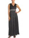 R & M Richards Womens Metallic Embellished Evening Dress In Multi