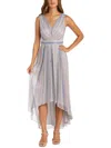 R & M Richards Womens Metallic Hi-low Evening Dress In Purple