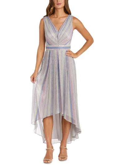 R & M Richards Womens Metallic Hi-low Evening Dress In Purple