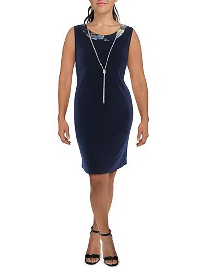 R & M Richards Womens Metallic Trim Knee-length Shift Dress In Multi