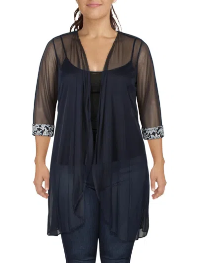 R & M Richards Womens Open Front Duster Kimono In Blue