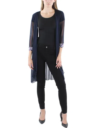 R & M Richards Womens Open Front Duster Kimono In Multi