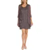 R & M Richards Womens Open Front Lace Trim Duster Blazer In Multi
