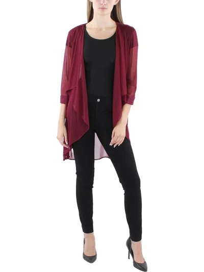 R & M Richards Womens Open Front Lace Trim Duster Blazer In Red