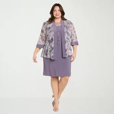 R & M Richards Womens Plus Floral Jacket Dress In Multi