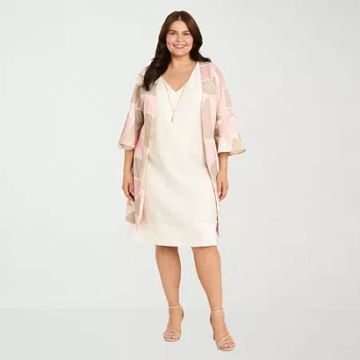 R & M Richards Womens Plus Jacket Dress In Pink