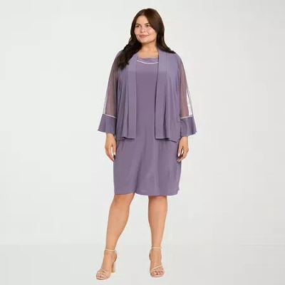 R & M Richards Womens Plus Jacket Dress In Purple