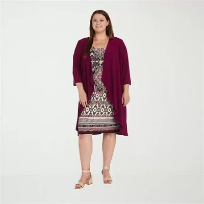 R & M Richards Womens Plus Jacket Dress In Red