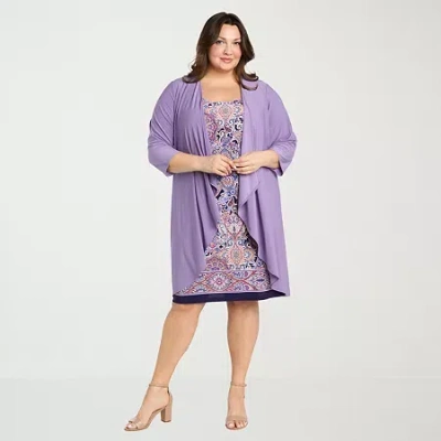 R & M Richards Womens Plus Paisley Jacket Dress In Multi