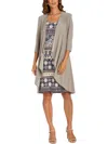 R & M RICHARDS WOMENS PRINTED ABOVE KNEE TWO PIECE DRESS